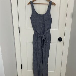 Stylish Blue Linen Sleeveless Jumpsuit